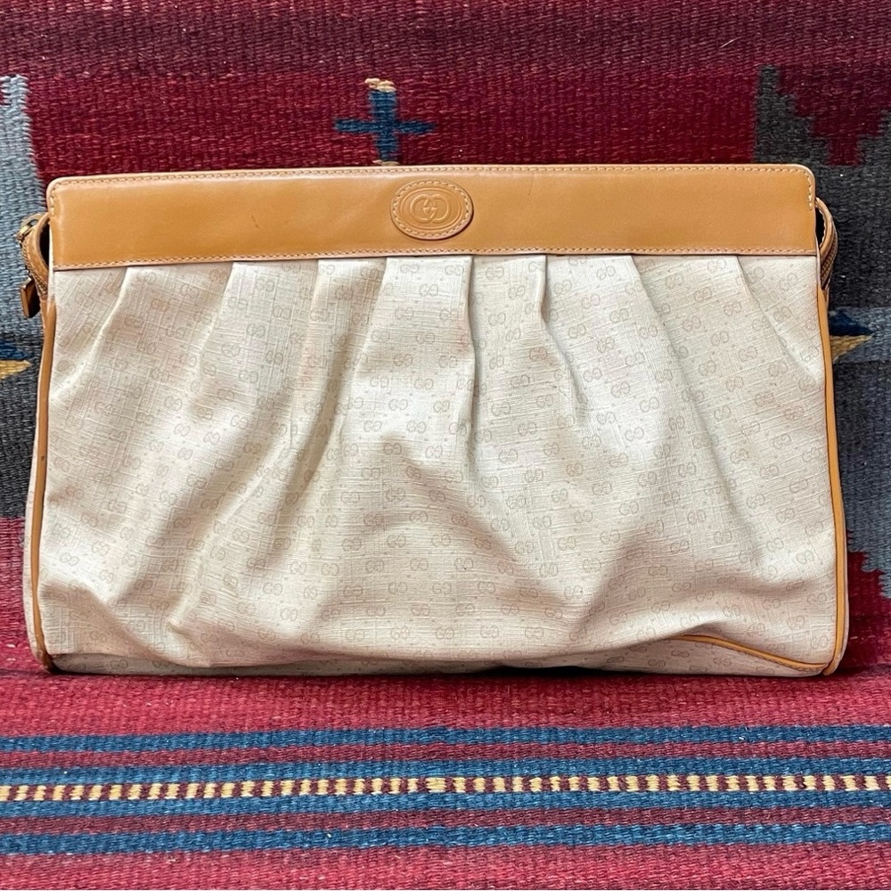 1970s / 1980s Vintage Gucci logo monogram coated canvas clutch bag